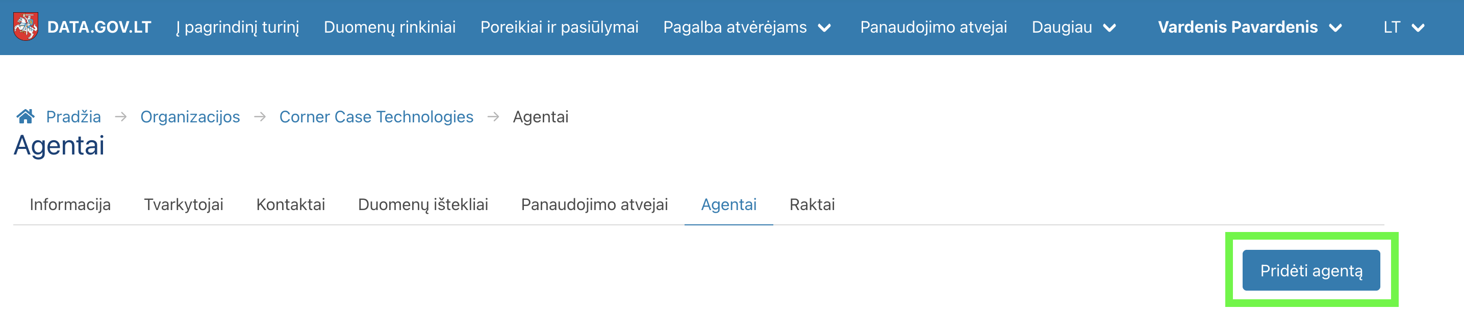 Agento pridėjimas