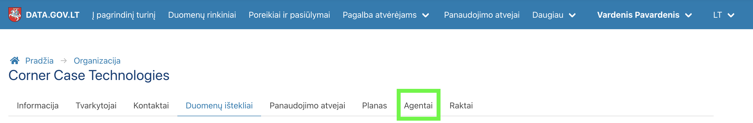 Agentų skirtukas